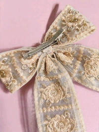 Beige Party Wear hair bow clip