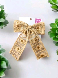 Beige Party Wear hair bow clip
