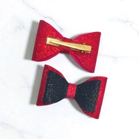 Red And Black Glitter Party Wear Clips For Kids - Red