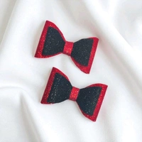 Red And Black Glitter Party Wear Clips For Kids - Red