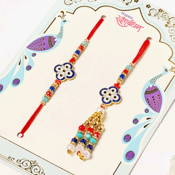 Evil Eye Rakhi Set For Bhaiya Bhabhi  - Blue