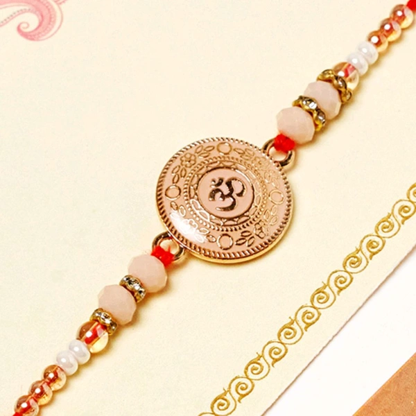 Pink Om Meenakari Rakhi For Brother 