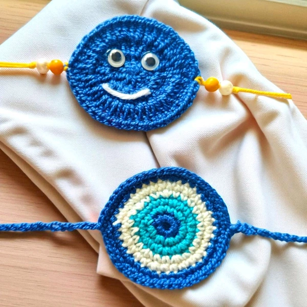 Cute Kids Rakhi Combo Made Of Crochet, Handmade Rakhis For Kids And Pets 