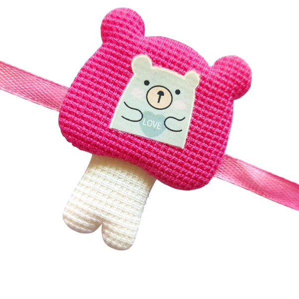 Soft Bear Rakhi For Babies & Kids - Pink And white | Rakhi For Girls 