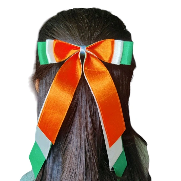 Tiranga hair Bow Clip For Girls & Women  - White
