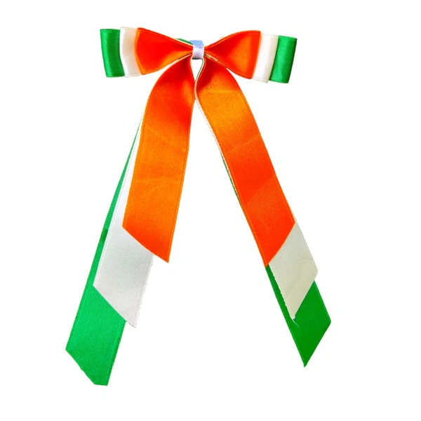 Tiranga hair Bow Clip For Girls & Women  - White