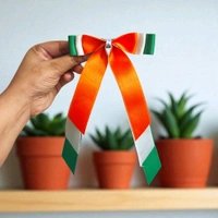 Tiranga hair Bow Clip For Girls & Women  - White