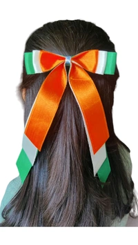 Tiranga hair Bow Clip For Girls & Women  - White