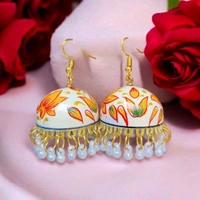 Hand-painted Orange Flower jhumki 