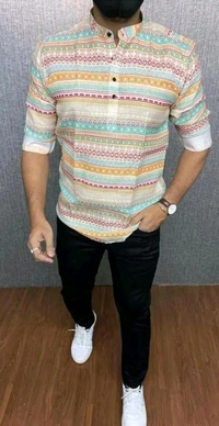 MENS SHORT CASUAL KURTA SHIRT - XL