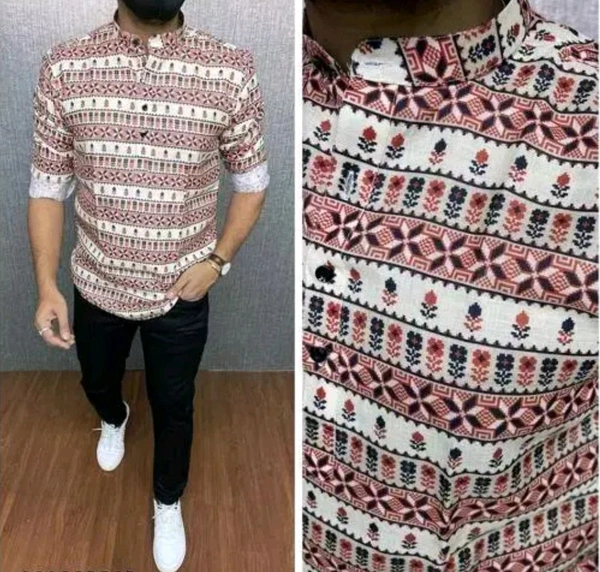 MENS SHORT CASUAL KURTA SHIRT - M