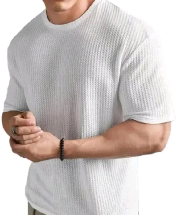 Men Cotton Blend Blend Regular Tshirts - L