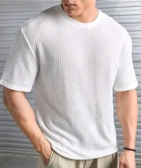Men Cotton Blend Blend Regular Tshirts - L