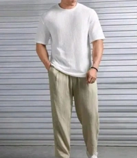 Men Cotton Blend Blend Regular Tshirts - L