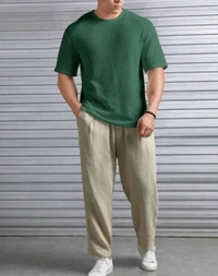 Men Cotton Blend Blend Regular Tshirts - M