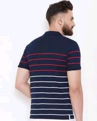 Austin Wood Men's Half Sleeves Polo Neck Striper T-shirt - XL