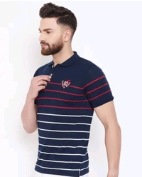 Austin Wood Men's Half Sleeves Polo Neck Striper T-shirt - XL