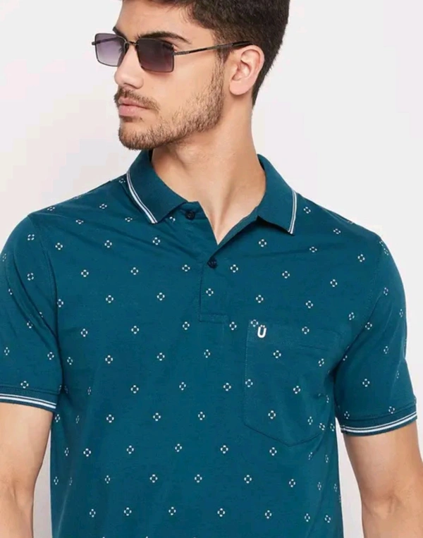 UNIBERRY Men's Cotton Half Sleeves Printed Polo Neck T-shirt - XXXL