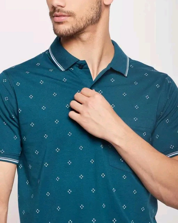 UNIBERRY Men's Cotton Half Sleeves Printed Polo Neck T-shirt - XXXL