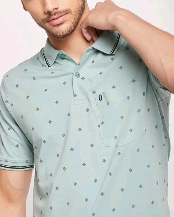 UNIBERRY Men's Cotton Half Sleeves Printed Polo Neck T-shirtName: UNIBERRY Men's Cotton Half Sleeves Printed Polo Neck T-shirtFabric: Cotton BlendSleeve Length: Short SleevesPattern: PrintedNet Quantity (N): 1Sizes:M (Chest Size: 40 in, Length Size: 27 in) L (Chest Size: 42 in, Length Size: 28 in) XL (Chest Size: 44 in, Length Size: 29 in) XXL (Chest Size: 46 in, Length Size: 30 in - M