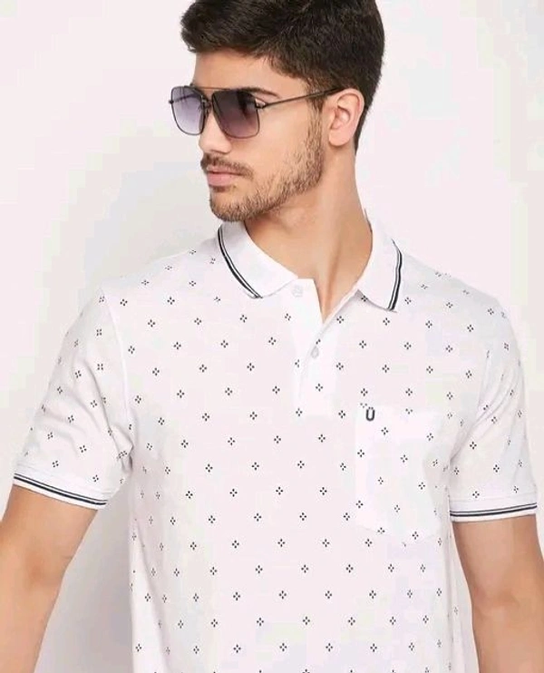 UNIBERRY Men's Cotton Half Sleeves Printed Polo Neck T-shirtName: UNIBERRY Men's Cotton Half Sleeves Printed Polo Neck T-shirtFabric: Cotton BlendSleeve Length: Short SleevesPattern: PrintedNet Quantity (N): 1Sizes:M (Chest Size: 40 in, Length Size: 27 in) L (Chest Size: 42 in, Length Size: 28 in) XL (Chest Size: 44 in, Length Size: 29 in) XXL (Chest Size: 46 in, Length Size: 30 in - XXL