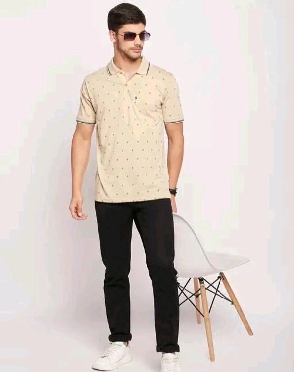 UNIBERRY Men's Cotton Half Sleeves Printed Polo Neck T-shirtName: UNIBERRY Men's Cotton Half Sleeves Printed Polo Neck T-shirtFabric: Cotton BlendSleeve Length: Short SleevesPattern: PrintedNet Quantity (N): 1Sizes:M (Chest Size: 40 in, Length Size: 27 in) L (Chest Size: 42 in, Length Size: 28 in) XL (Chest Size: 44 in, Length Size: 29 in) XXL (Chest Size: 46 in, Length Size: 30 in - M
