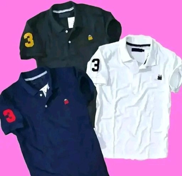 Cotton Casual Regular Fit Matty Half Sleeves Mens Polo Neck T-Shirt Pack Of 3 || Men summer t-shirt - S