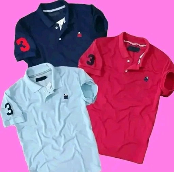 Cotton Casual Regular Fit Matty Half Sleeves Mens Polo Neck T-Shirt Pack Of 3 || Men summer t-shirt - S
