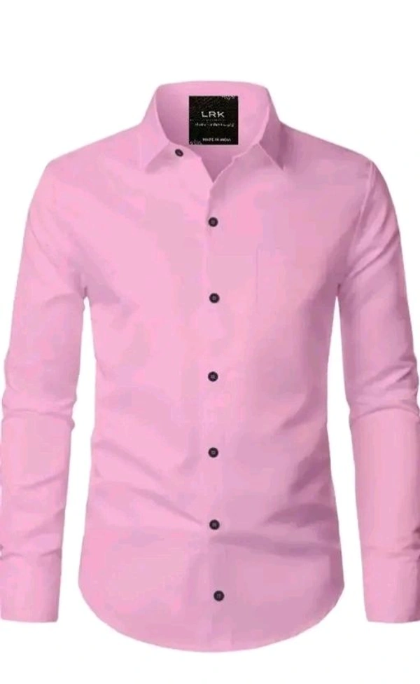 Banana Plug Men's Solid Slim Spread Collar White Shirts - L, Blush Pink