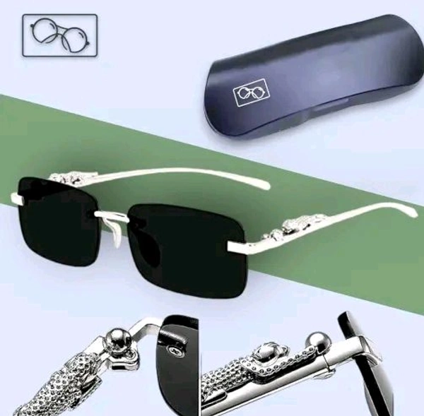 Mc Stan Rimless Men and Womens Sunglasses Retro Luxury Silver Metal Rim Less Rectangle