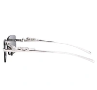 Mc Stan Rimless Men and Womens Sunglasses Retro Luxury Silver Metal Rim Less Rectangle