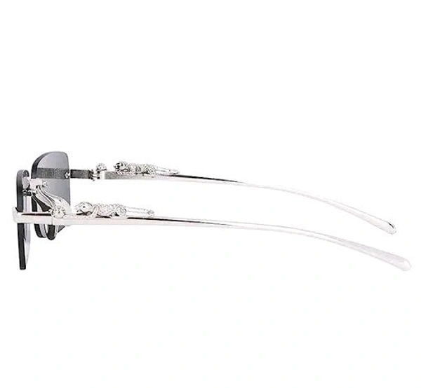 Mc Stan Rimless Men and Womens Sunglasses Retro Luxury Silver Metal Rim Less Rectangle