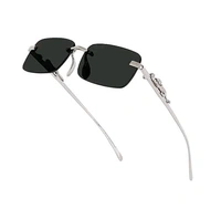 Mc Stan Rimless Men and Womens Sunglasses Retro Luxury Silver Metal Rim Less Rectangle