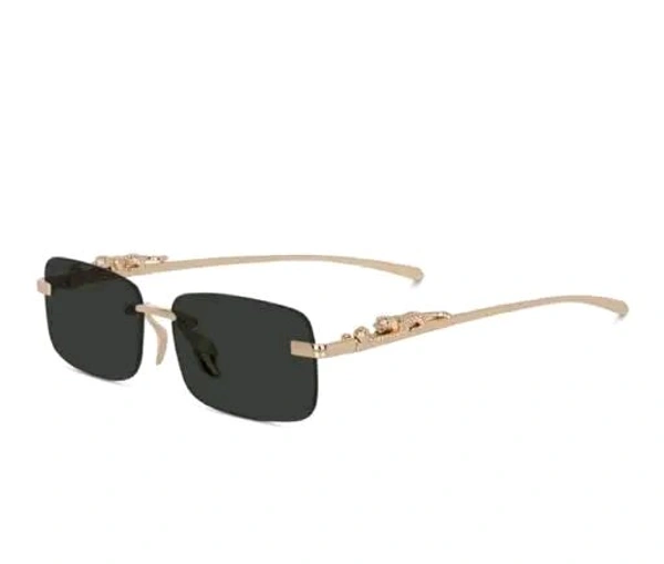 Mc Stan Rimless Men and Womens Sunglasses Retro Luxury Silver Metal Rim Less Rectangle