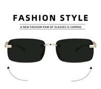 Mc Stan Rimless Men and Womens Sunglasses Retro Luxury Silver Metal Rim Less Rectangle