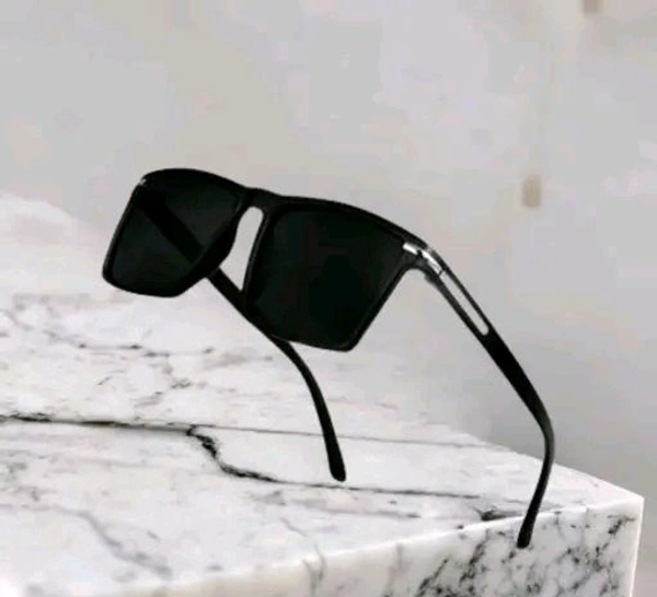 Men Black Rubber Square , UV Protected Iron Man Sunglasses 