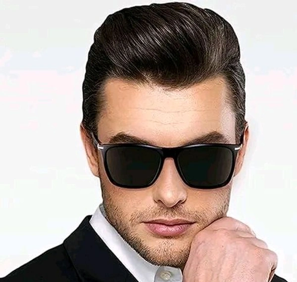 Men Black Rubber Square , UV Protected Iron Man Sunglasses 