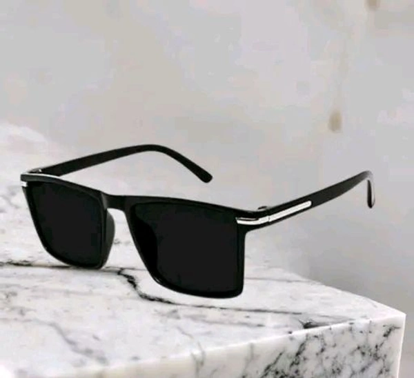 Men Black Rubber Square , UV Protected Iron Man Sunglasses 