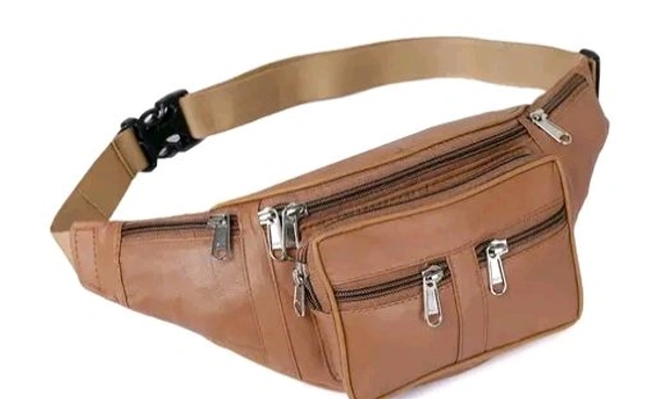 Leather Tan Unisex Waist Bag Travel Pouch Passport Holder Fanny Bag | Travel Friendly (268_Tan)