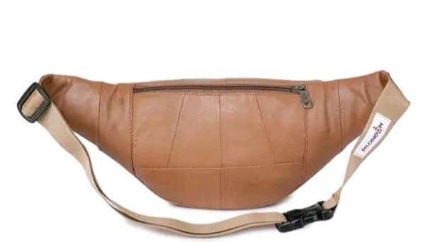 Leather Tan Unisex Waist Bag Travel Pouch Passport Holder Fanny Bag | Travel Friendly (268_Tan)