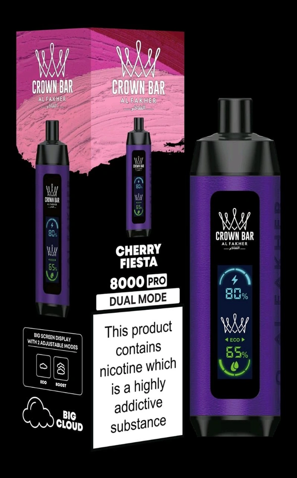 Al Fakher Crown Bar 8000 Pro - CHERRY FIESTA
