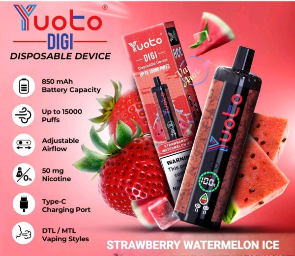 Yuoto DIGI 15000 Strawberry Watermelon Ice Dual Mesh 