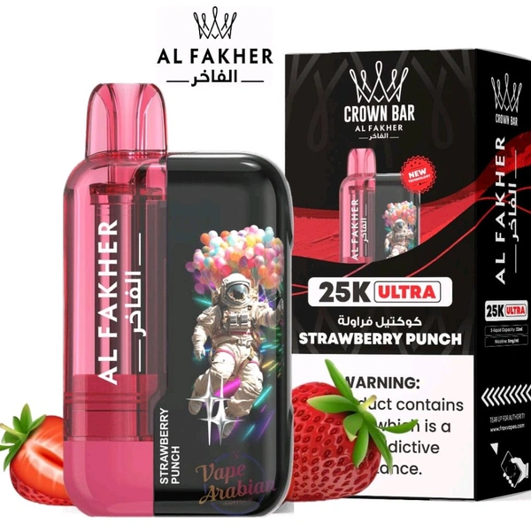Al Fakher Crown Bar(ULTRA) 25000 Puffs - Strawberry🍓Punch