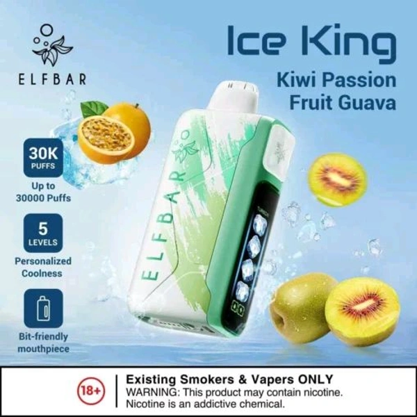Elf Bar Ice King 30000 - Kiwi🥝Passion Fruit 🍍🍎🍓🍇Gava