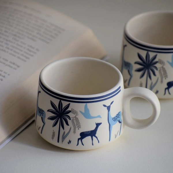 Nature Forest Coffee/Tea Cup (Set of 2) - Quarter Spanish White, 150ml