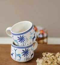 Nature Forest Coffee/Tea Cup (Set of 2) - Quarter Spanish White, 150ml