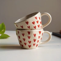 White Heart Print Ceramic Mug (Single) - 200ml