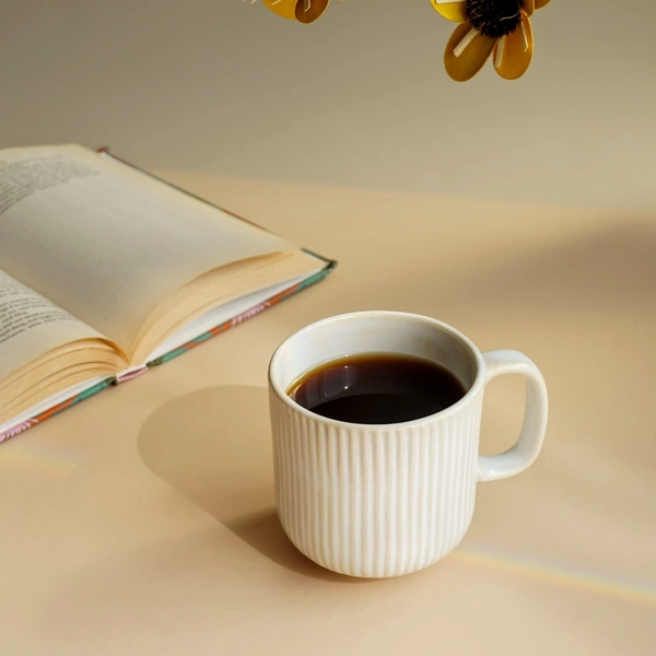 White Stripped Coffee Mug (Single) - White