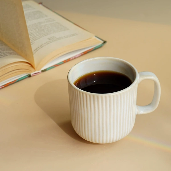 White Stripped Coffee Mug (Single) - White