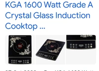 Kelvinator 1600w Induction Cooktop(kelvinator) - 1600w, Crystal Glass(गारंटी 24माह ), Black